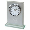 Vanguard Brushed Silver Alarm Clock W/Jade Glass Base